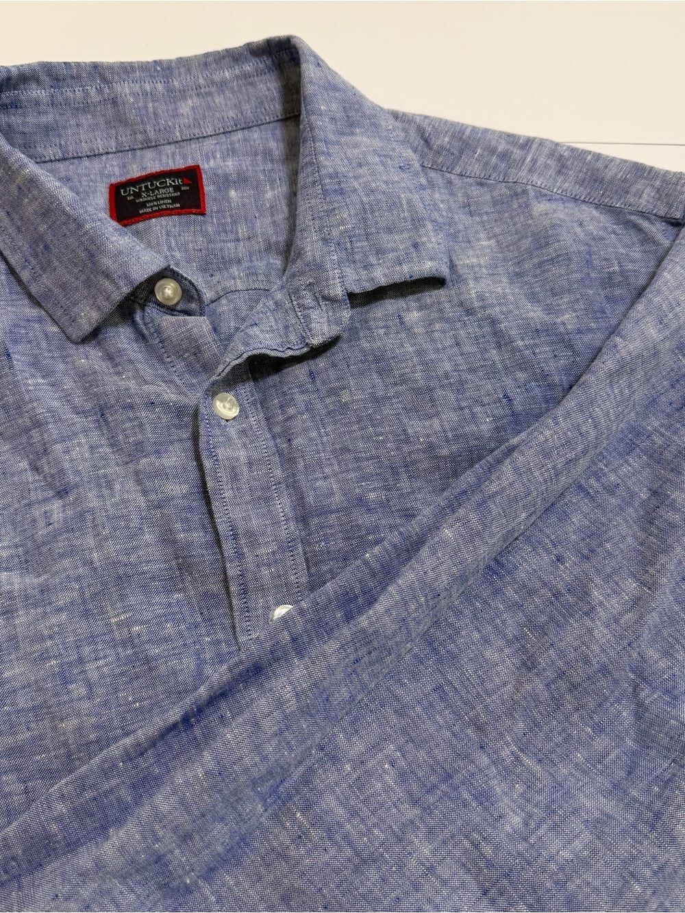 UNTUCKit Light Blue Linen Blend Button-Down Shirt XL